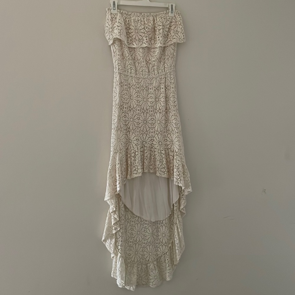Jens Pirate Booty French goddess strapless lace high low dress small